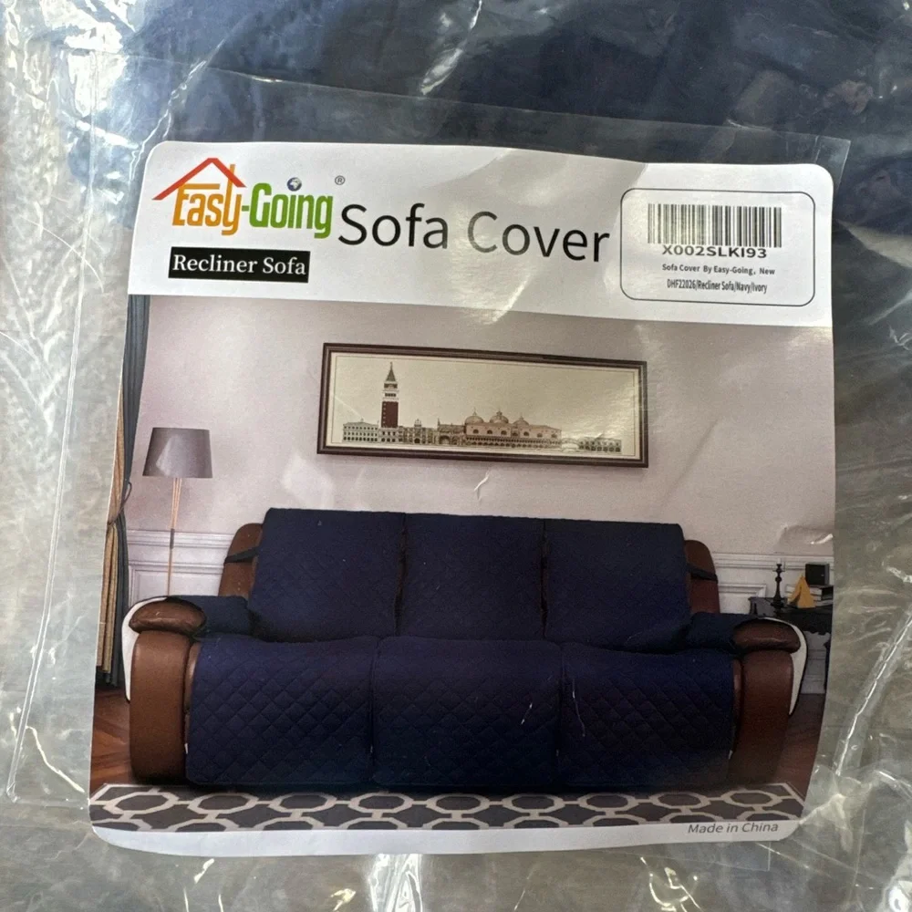Navy Blue sofa Cover format of 3 pics New with bag
